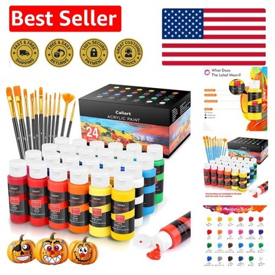 24 Colors Acrylic Paint Set with Brushes - Ideal for Creative Projects
