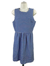 J.Crew Women's Blue/White Striped Sleeveless A-Line Ponte Dress - M