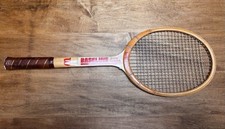 Raquette Wilson Jimmy Connors Capri Bois Vintage - Housse Cuir Rouge - Taille 4 3/8