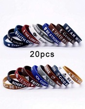 Random Christian Bible Verse Silicone Wristbands Faith Jesus Rubber Bracelet Lot