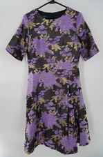 BAZHICAI Women's XL Purple Gold Floral Brocade Jacquard Cocktail Mini Dress
