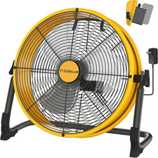 16" Battery Operated Floor Fan Compatible with Dewalt 20V Max Battery, Portable