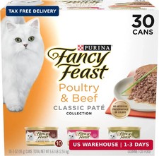 Purina Fancy Feast Classic Pate Wet Cat Food, 3 oz Cans, 30-Pack