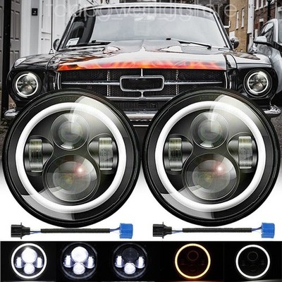 Für Ford Mustang 1965-1978 7 '' Zoll Rund LED Scheinwerfer Paar High Low Beam DRL