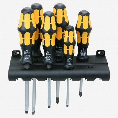 WERA 018282 Kraftform Plus 932/6 Slotted/Phillips Screwdriver Set + Rack 6 Pcs