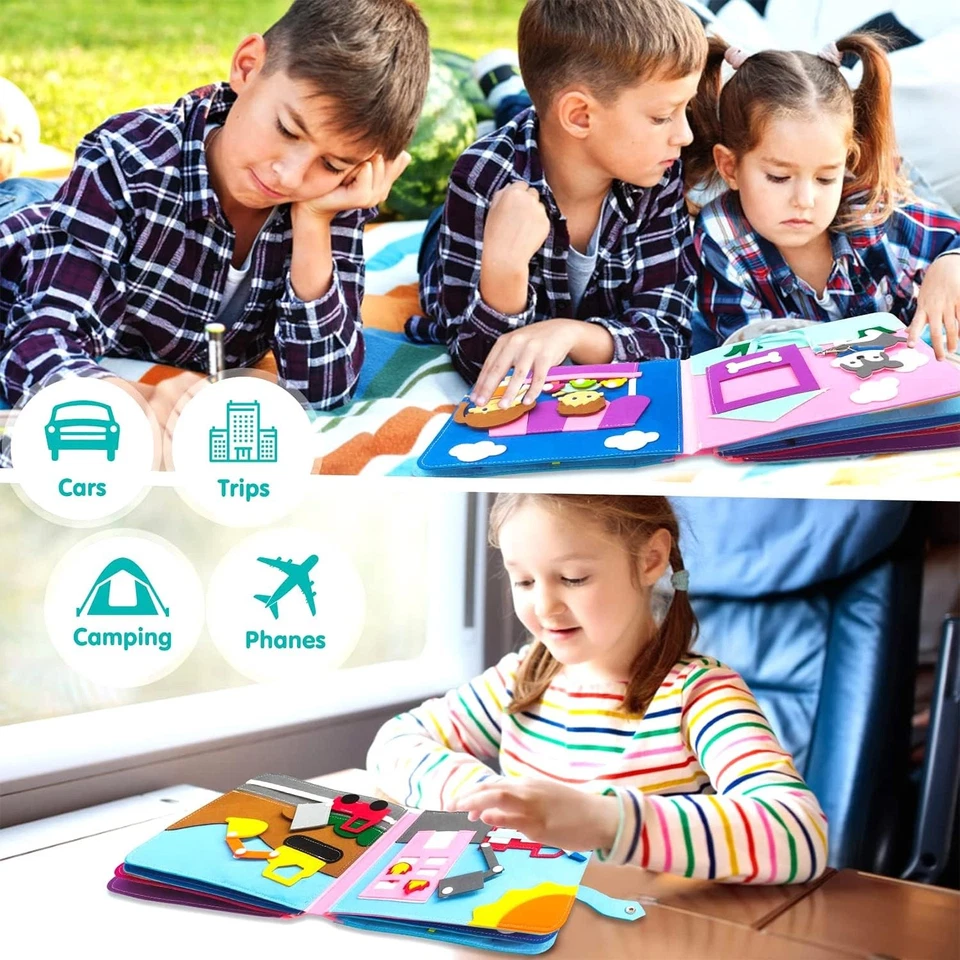 Quiet Book 3D Filz Busy Board Montessori Pädagogisches Sensorisches Stoffbuch - Bild 3 von 4