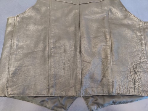 Black Leather Motorcyle Vest - Unik Ultra - Buffalo Nickel Snaps - Men's Size 50 - Foto 10 di 10