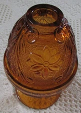 Fairy Tea LIGHT Lamp Vintage 6” TIARA Amber gold GLASS Pedestal CANDLE HOLDER