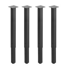 Sturdy Steel Table Legs, Height Adj. 24-40in, 1200lb, Black Finish, 4-Pack