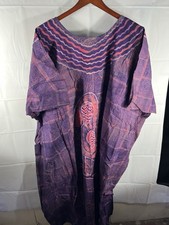 Handmade African Dashiki Kaftan Dress 2XL Purple Pink Print  Matching Head Wrap
