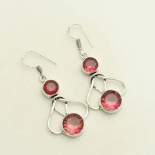 Garnet Gemstone Handmade Drop Dangle Earrings Jewelry For Women 1.92