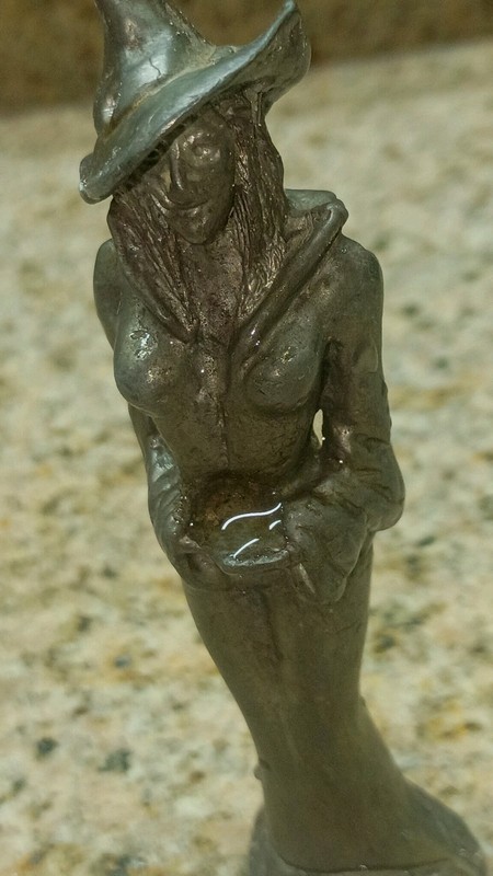  rare sexy evil sorceress witch with skull ratrod car hood ornament 