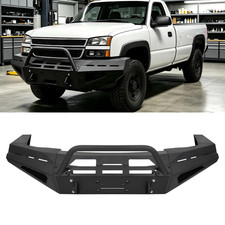 Black Front Bumper W Winch Plate For Chevrolet Silverado 2500hd 3500hd 2003-07