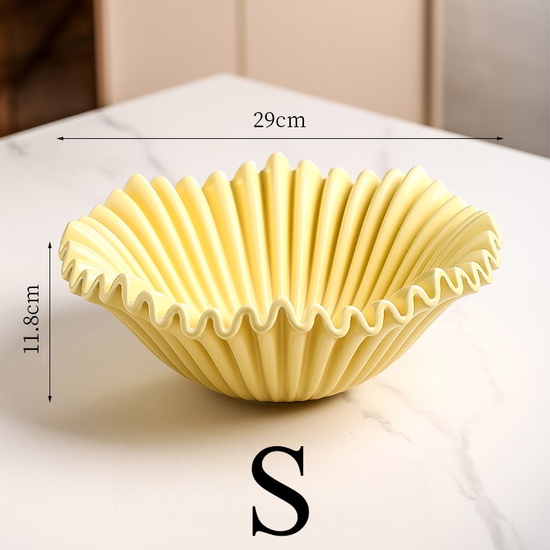1pc Ceramic Fruit Plate Wave Household Candy Dish Living Room Large Plate Decor
