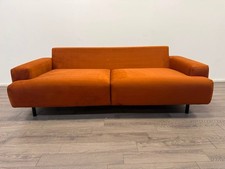 Habitat Julien Orange Velvet 3 Seater Sofa with Black Metal Legs