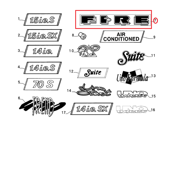 Logo Sigla Modell ''Fire'' Links Fiat Uno Fire Original 7755390-image