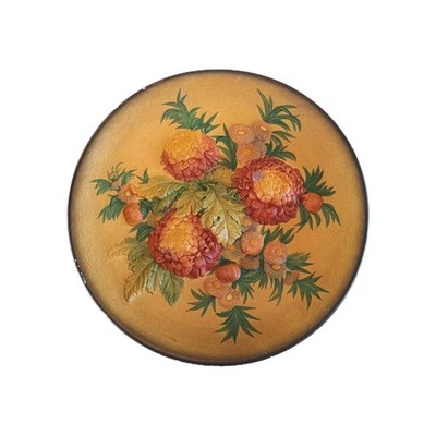 Vintage 1958 Bossons Chrysanthemums Chalkware Poppy Floral 13'' Plate Wall Art