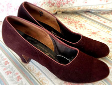 Vintage De Angel Brown Suede Heels Custom Made Hand Lined Pumps Sz 6.5 1950s
