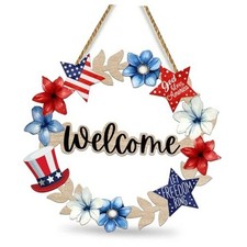 4th of July Decorations Patriotic Decorations Patriotic Wreath Welcome Sign