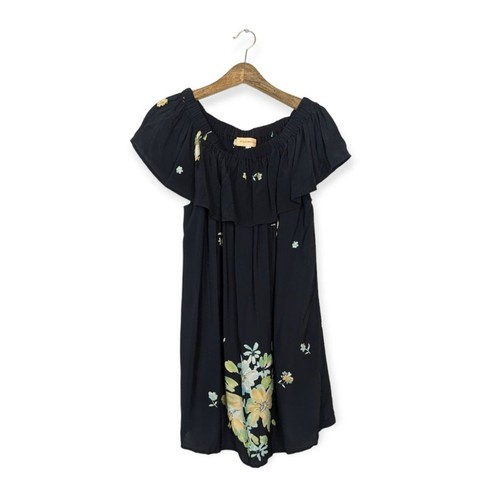 Otis & Maclain Womens Dress Senorita Black Chiyo Floral Off Shoulder Mini Size L