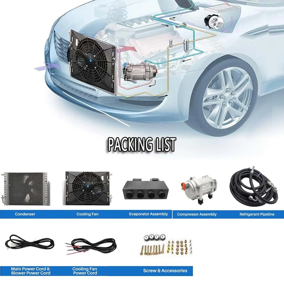 12V Heat&Cool Truck Air Conditioner Underdash Electric RV AC Unit Compressor Set - Image 2 of 4