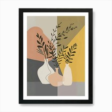 Three Vases With Plants Art Print Framed Wall Art Poster Canvas Print Picture