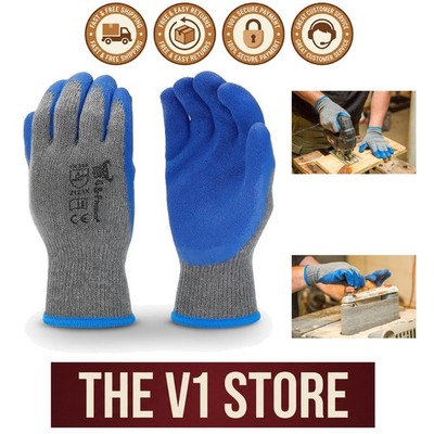 Heavy Duty 12 Pairs of Large Double Coated Latex Gloves - Exceptional Grip