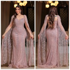 Sweet Collared Sleeveless Shawl Ball Gown Mermaid Pearl Luxury Evening Dress