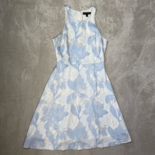 Banana Republic Blue White Floral Fit & Flare Midi Dress Size 0