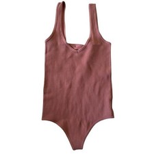 Free People Intimately FP Ribbed Pink Bodysuit M/L Stretch Tank Top