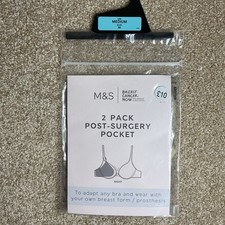 RRP 10 M S MEDIUM RIGHT 2 Pack Post Surgery Mastectomy Pocket ROSE QUARTZ M