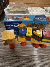 NOS Educational Wooden Truck With Counting Blocks W Box Fast Shipping