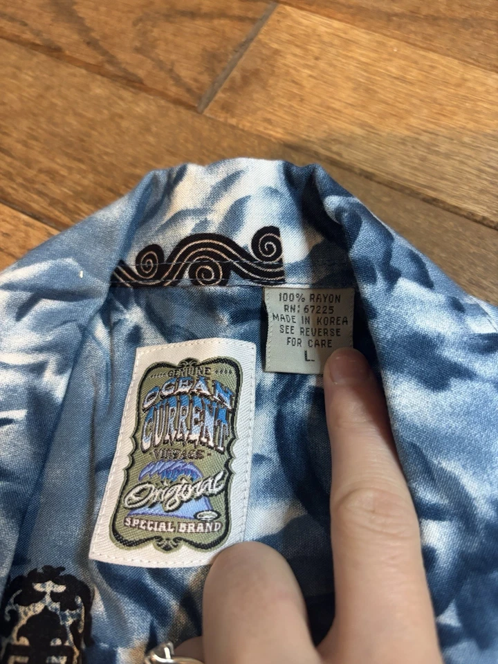 复古 90 年代新奇龙衬衫 – Y2K 复古 Aloha 纽扣,批量 (2) L — 第 3/4 张图片