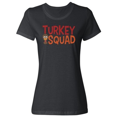 Cute Turkey Squad Thanksgiving Family Matching Design Ladies' Crewneck T-Shirt