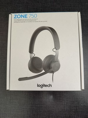 Logitech Zone 750 | Wired Active Noise Canceling On-Ear Headset | Black | NEW