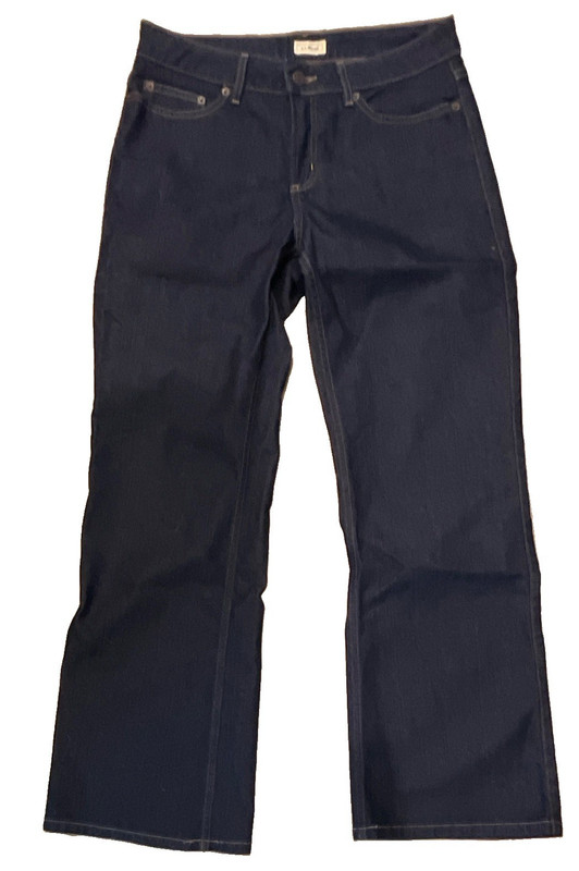 L.L.Bean Dark Wash Blue Wide-Leg Denim Jeans Womens Petite 10 5-Pocket