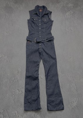 Miss Sixty Womens Vintage Y2K Denim Overall Jumpsuit Belted Flared Size S