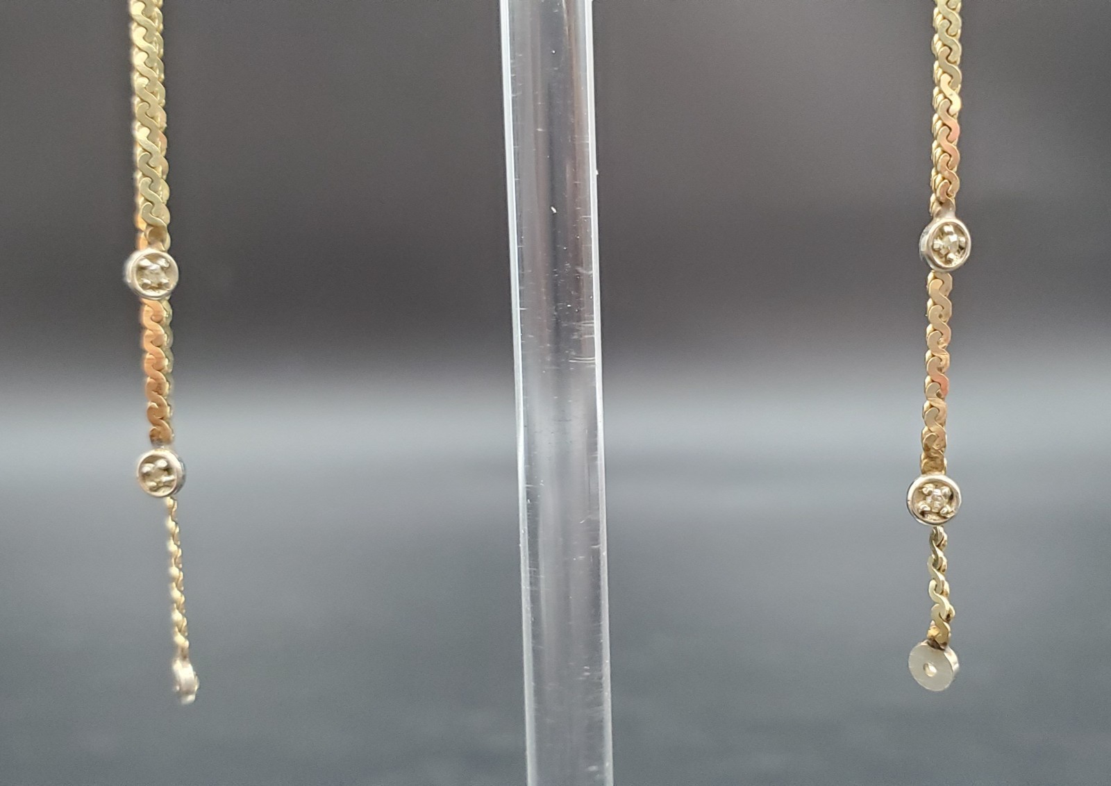 Diamond set 14K Solid Yellow Gold Dangle/Drop Sty… - image 8