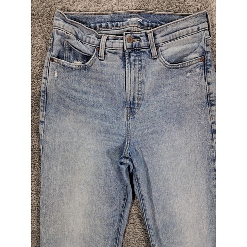 Old Navy Jeans Womens Sz 6 Straight Leg Denim Blue Stretch High Waist Cut-Off - Picture 2 of 10