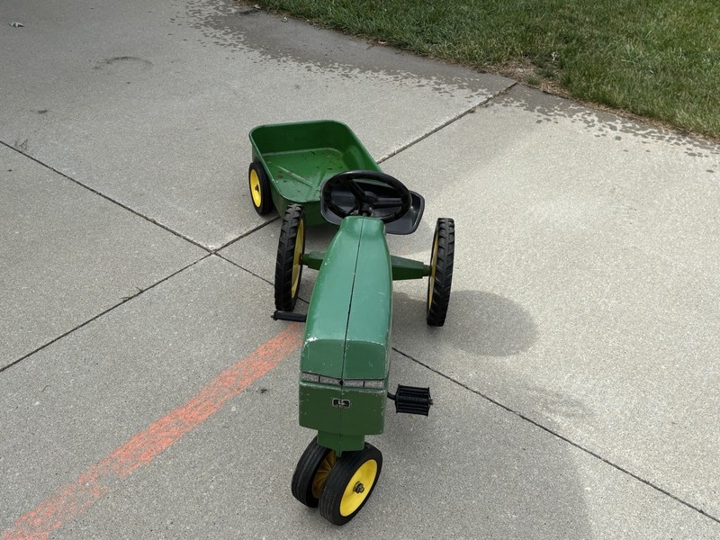 John Deere Green Yellow Pedal Tractor Ride-On Toy with Trailer, Ages 4-11