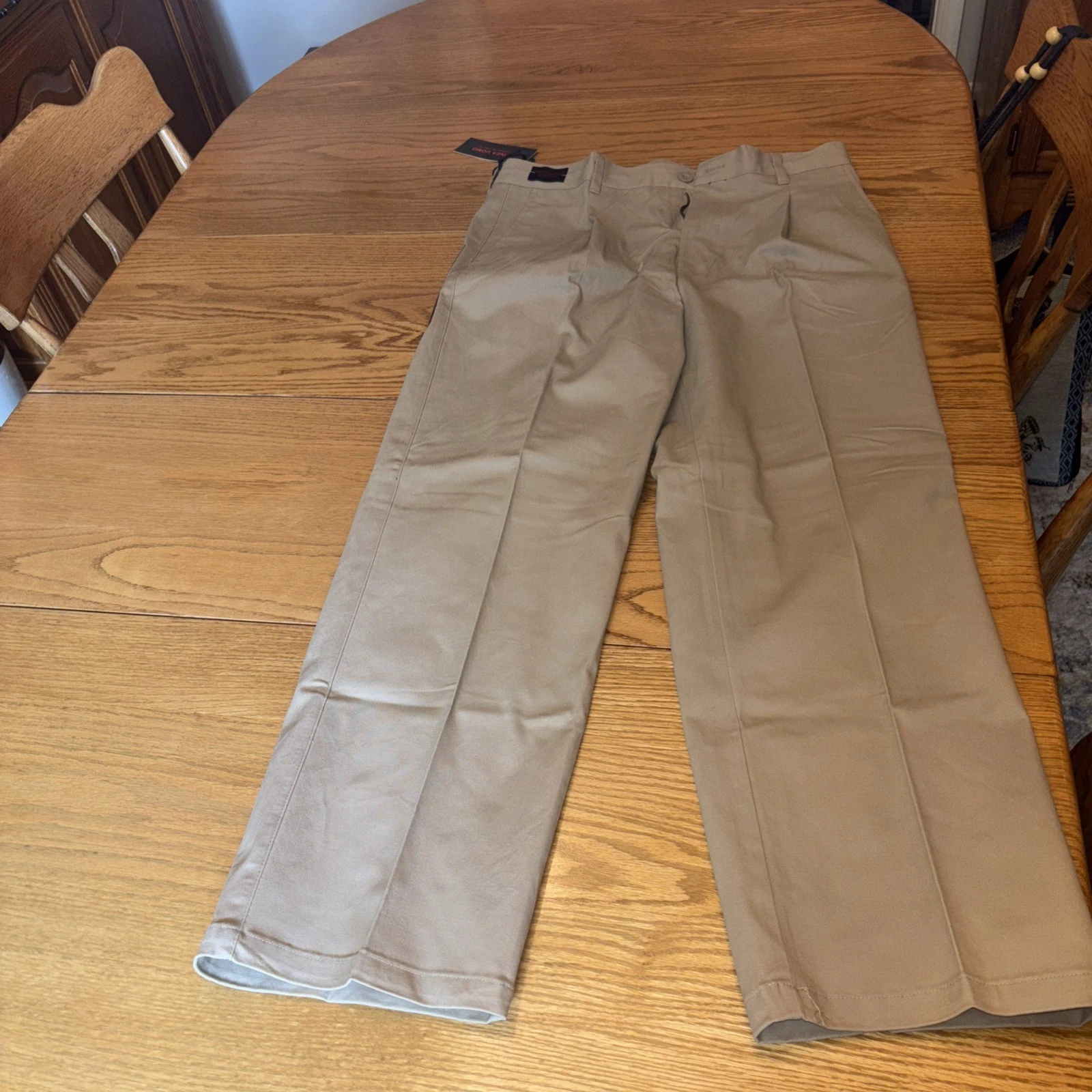 LINEA UOMO Men's Pants Pleated Front 34w/30l Twill Pant Stretch Fabric NWT