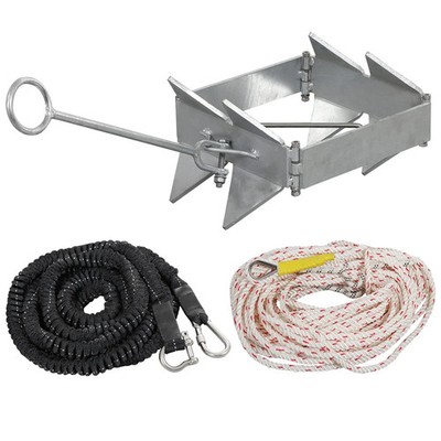 Box Anchor Kit 13LBS/19LBS/25LBS, Boat Anchor with 16.5 Feet Elastic Rope & 1...