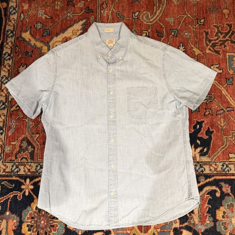 J. Crew Slim short sleeve indigo organic chambray shirt