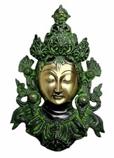 Large Tara Wall Hanging Figure Vintage Style Handmade Brass Figurine (Green)