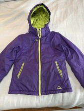 LL Bean Ski Jacket Junior Med 10-12 Purple Lime Green Thinsulate  Hooded