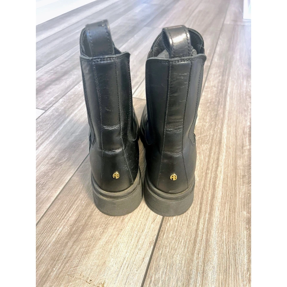 Anine Bing Justine Boots in Black Size 40 Leather Pull-On Round Toe Rubber Sole - image 3 of 4