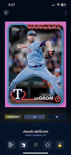 Jacob DeGrom Pink Bunt Digital Legendary - 2024 Topps Series 1 - /50
