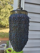 Rare Antique Flapper Beaded Purse With Bakelite Flip-Open Hinged Top