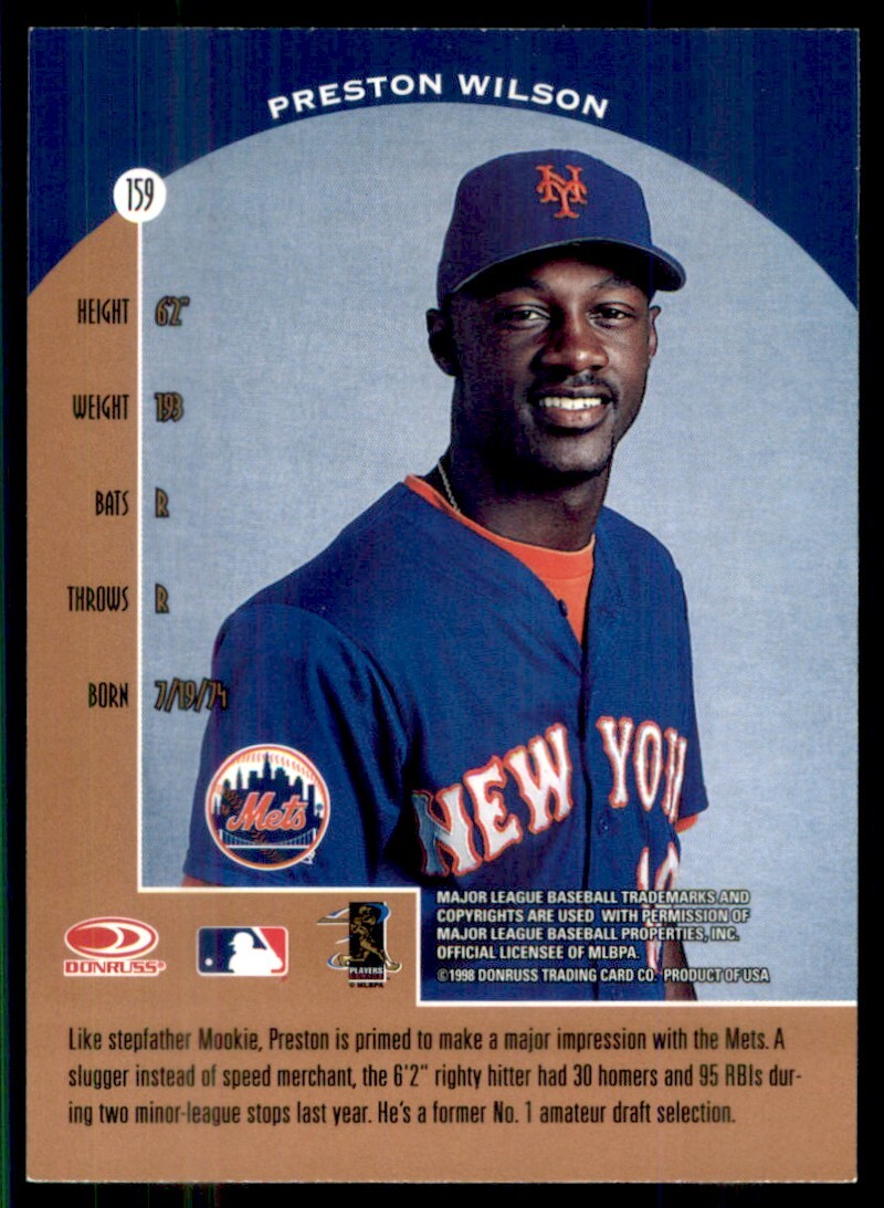 1998 Donruss Preferred Preston Wilson New York Mets 159 eBay