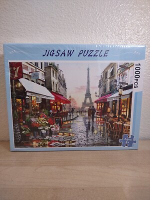 1000 Pieces Jigsaw Puzzle Paris Street Eiffel Tower Flowers DCBA HGFE New Sealed